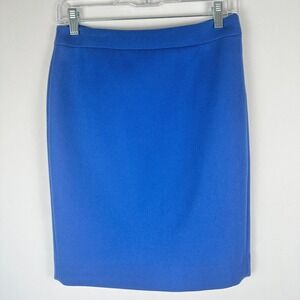 J.Crew No. 2 Pencil Skirt Women 4P Blue Wool lined Career Business Office Preppy